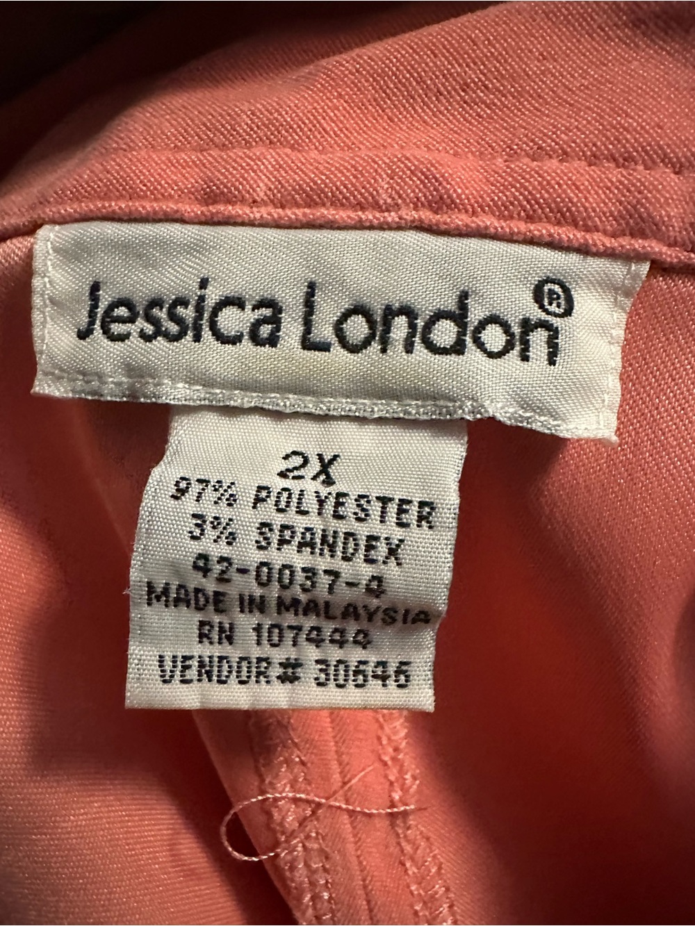Jessica London Dusty Coral Long-Sleeve Button-Front Shirt Size 2x EUC - Picture 4 of 4